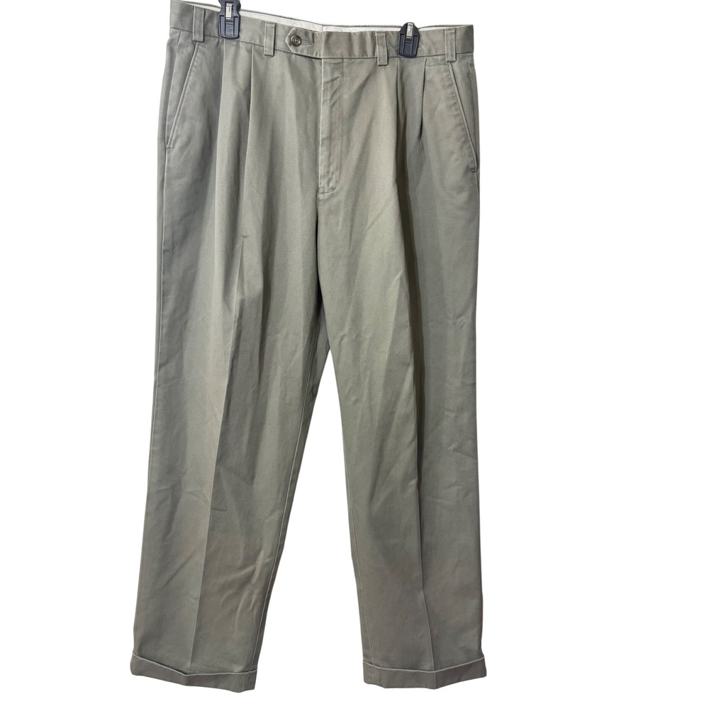 VTG Lauren Ralph Lauren Mens Khaki Pleated Dress Pants Size 36x32 Casual Office